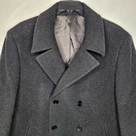 John Varvatos Gray Wool Blend Peacoat Size 48R - Picture 2 of 10